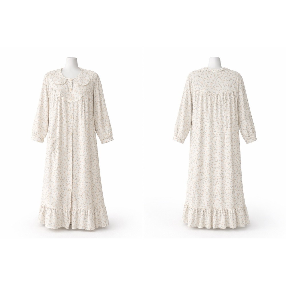 VTG Nancy King Nightgown Robe Set Pink Blue‎ Floral Lace Cottagecore Medium USA
